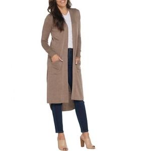 H by Halston Women's Tan Long Cardigan